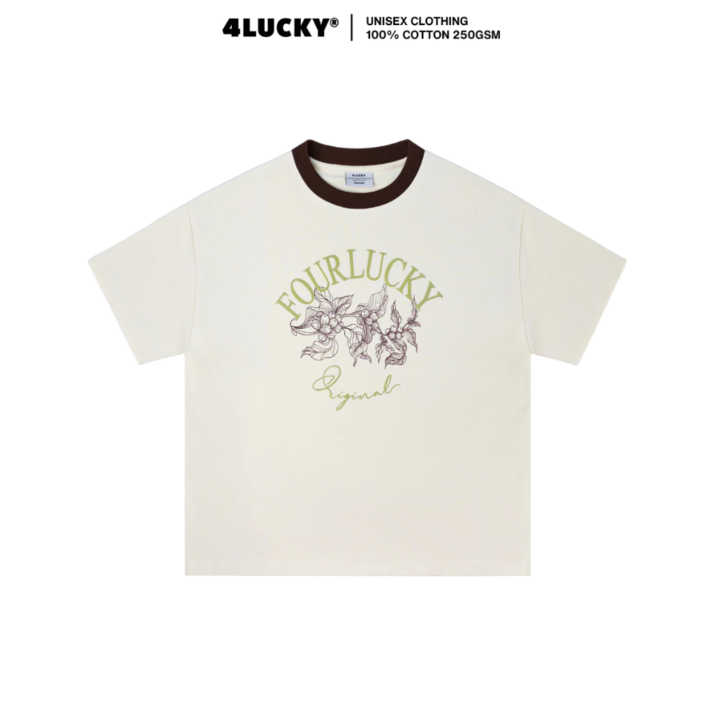 Áo Thun Form Boxy 4LUCKY 6064, Thun Boxy In Chữ Nổi Cổ Tròn Local Brand Chính Hãng Unisex Nam Nữ