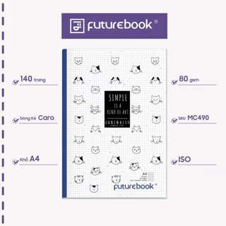 Sổ May Chỉ Dán Gáy A NI khổ A4 Dòng kẻ Caro 80 GSM 140- 200- 300 Trang. VPP FUTUREBOOK. Giao Mẫu Ngẫu Nhiên.