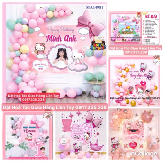 Sét Bóng Trang Trí Sinh Nhật Hello Kitty Mẫu Mới 2023  tặng bơm keo