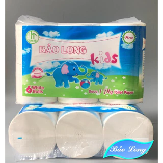 Giấy vệ sinh 6 cuộn cao cấp Bảo Long không bụi làm từ bột giấy nguyên sinh, mềm, dai và tiết kiệm