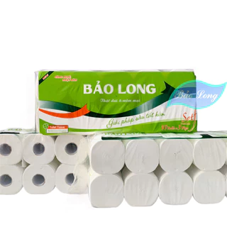 Giấy vệ sinh 10 cuộn siêu mềm mịn Bảo long xanh lá, giấy nguyên sinh không bụi, mềm, mịn