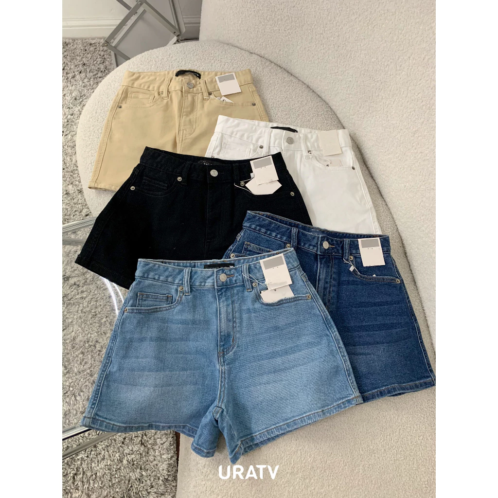 Quần short jeans vintage lưng cao chất denim co giãn Z230