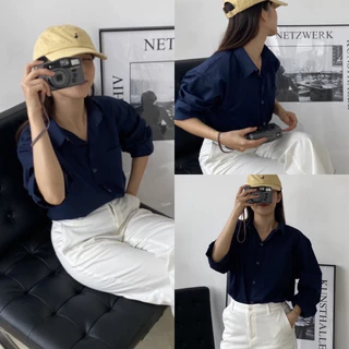 [Cotton Chống Nhăn] [Rẻ vô địch] [Ảnh thật] ÁO SƠ MI NỮ - HEE BY OHI - Màu Xanh Navy Tím Than (heebyohi)