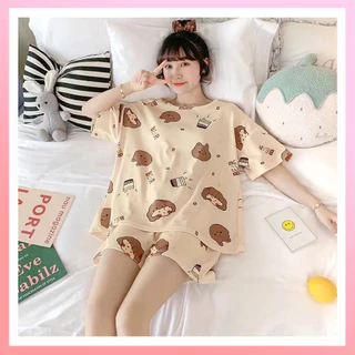 Đồ bộ nữ mặc nhà dễ thương hoạt hình cao cấp tay cộc quần cộc mùa hè chất cotton thun sữa MC STORE WQA 027