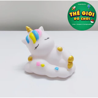 Mô Hình Ngựa một sừng Unicorn nằm ngủ, phụ kiện chụp hình, trang trí bánh kem sinh nhật đám cưới