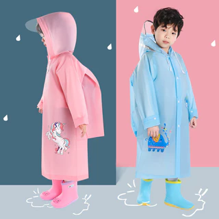 Áo mưa cho bé trẻ em cao cấp phong cách Hàn Quốc cho bé từ 3 đến 10 tuổi, Chống nước toàn thân kèm cặp đi học