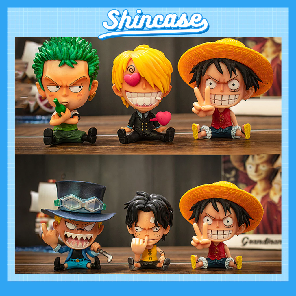 Mô hình 8 nhân vật trong One Piece chibi Luffy Zoro Sanji Ace Sabo Nami Robin Choper cao 9cm - Shin Case