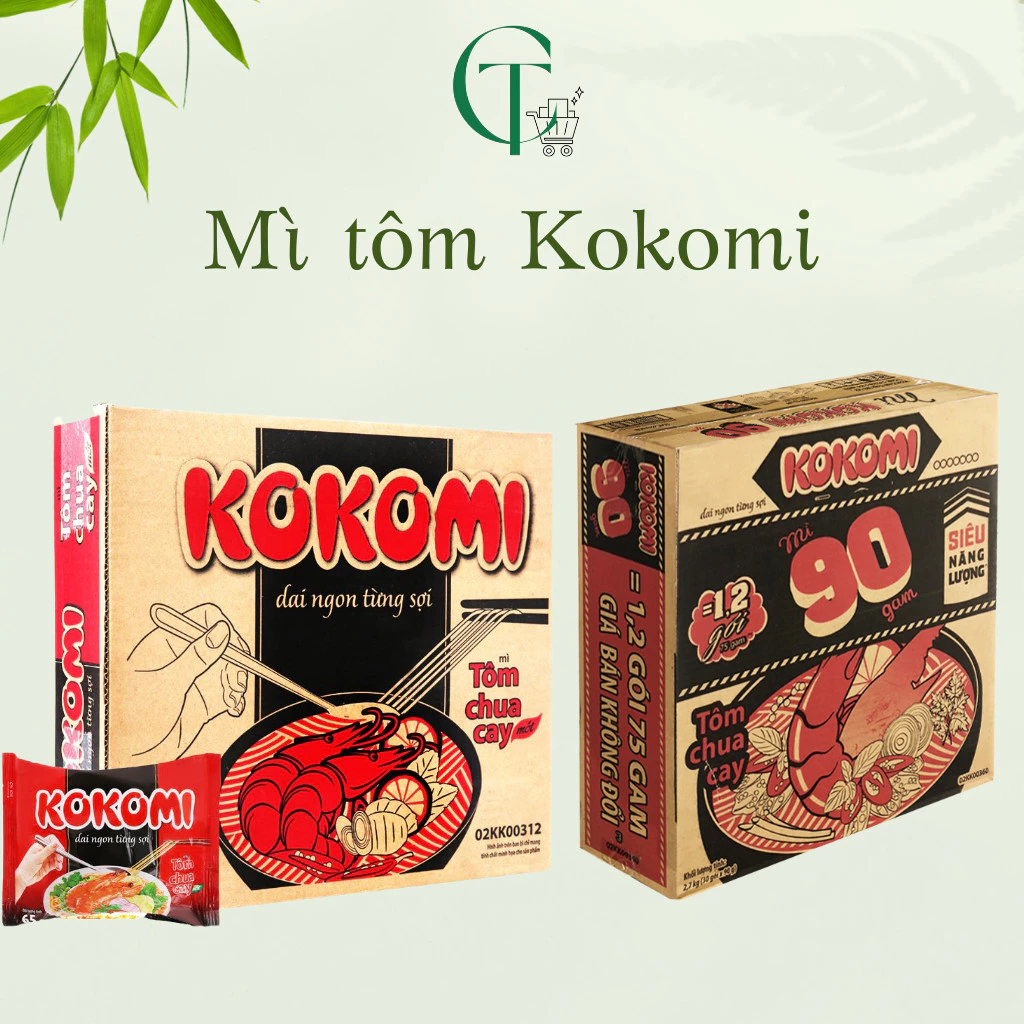 Thùng 30 gói mì KOKOMI tôm chua cay 65G / 90G của Cattuongminimart