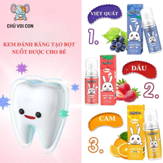 Kem đánh răng tạo bọt cho bé từ 2 tuổi có thể nuốt được LINGKE cao cấp tuýp 60ml vị hoa quả dễ chịu nuốt được