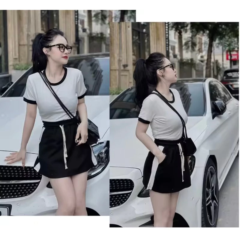 Set áo nữ kèm chân váy có lót trong vải borip co giãn freesize dưới 56kg bán chạy giá rẻ siêu hot thời trang