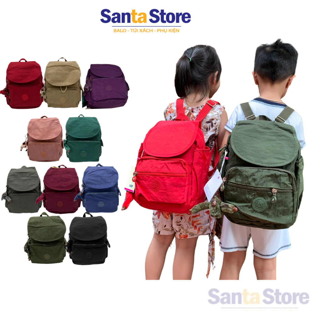 Balo trẻ em mẫu giáo mầm non vải dù cao cấp Kipling SANTA STORE KL3058 cho bé trai gái đi học tiểu học nhiều ngăn