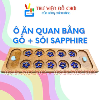 Ô Ăn Quan Sỏi Xanh Saphire - Ô Ăn Quan Bằng Gỗ Tự Nhiên An Toàn Kèm Sỏi - Thư Viện Đồ Chơi