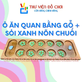 Ô Ăn Quan Bằng Gỗ Tự Nhiên An Toàn Kèm Sỏi - Ô Ăn Quan Sỏi Xanh Nõn Chuối - Thư Viện Đồ Chơi0