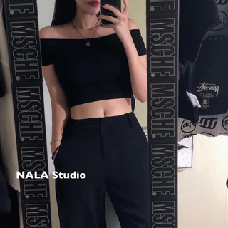 Áo croptop nữ kiểu trễ vai tay ngắn ôm body Nala Studio