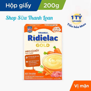 [HSD T2-2026] [MẪU MỚI] BỘT ĂN DẶM RIDIELAC GOLD HEO CÀ RỐT - HỘP GIẤY 200G.