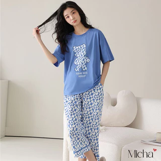 Bộ đồ nữ mặc nhà cotton cao cấp dáng quần lửng áo ngắn tay - Micha B53