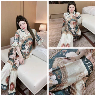 Đồ Bộ Ngủ, Pijama in họa tiết cô gái phong cách Quảng Châu - Chất lụa xước siêu xinh Freesize