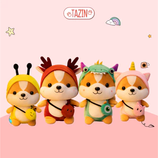 Gấu chó shiba cosplay, gấu bông chó shiba cosplay mini 25 cm cao cấp TAZIN