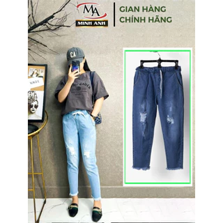 QUẬn jean nữ baggy lưng thun lai tua rách kiểu hottrend 2023