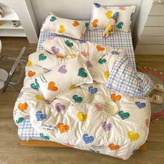 [BST 18] Bộ chăn ga gối Cotton Poly EmmiBedding phong cách Hàn Quốc Drap giường cotton hot trend (không kèm ruột)