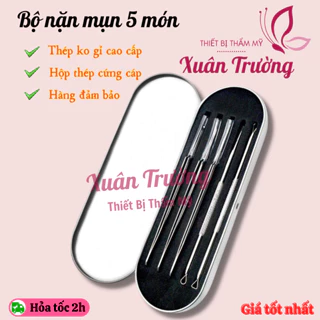 Bộ lấy mụn 5 chi tiết chuyên dụng, 3 nhíp gắp và 2 que nặn