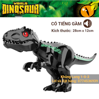 Đồ Chơi Khủng Long Indominus Rex Có Tiếng Gầm Màu Đen Dài 28cm x Cao 12cm Jurassic World