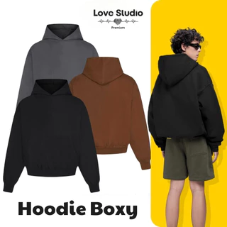 Áo khoác hoodie boxy trơn và zip khoá kéo thu đông unisex nỉ ngoại local brand nam nữ L66 HB00