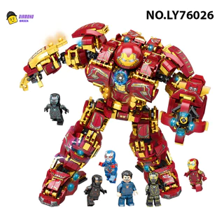 Đồ Chơi Lắp Ráp Mô Hình ROBOT HulkBuster Iron Man MK44 Người Sắt Kèm 6 Nhân Vật Avengers Marvel LY76026