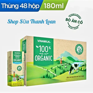 [HSD T11-2024] Thùng 48 Hộp Sữa Tươi Tiệt Trùng Vinamilk 100% Organic Không Đường 180ml.