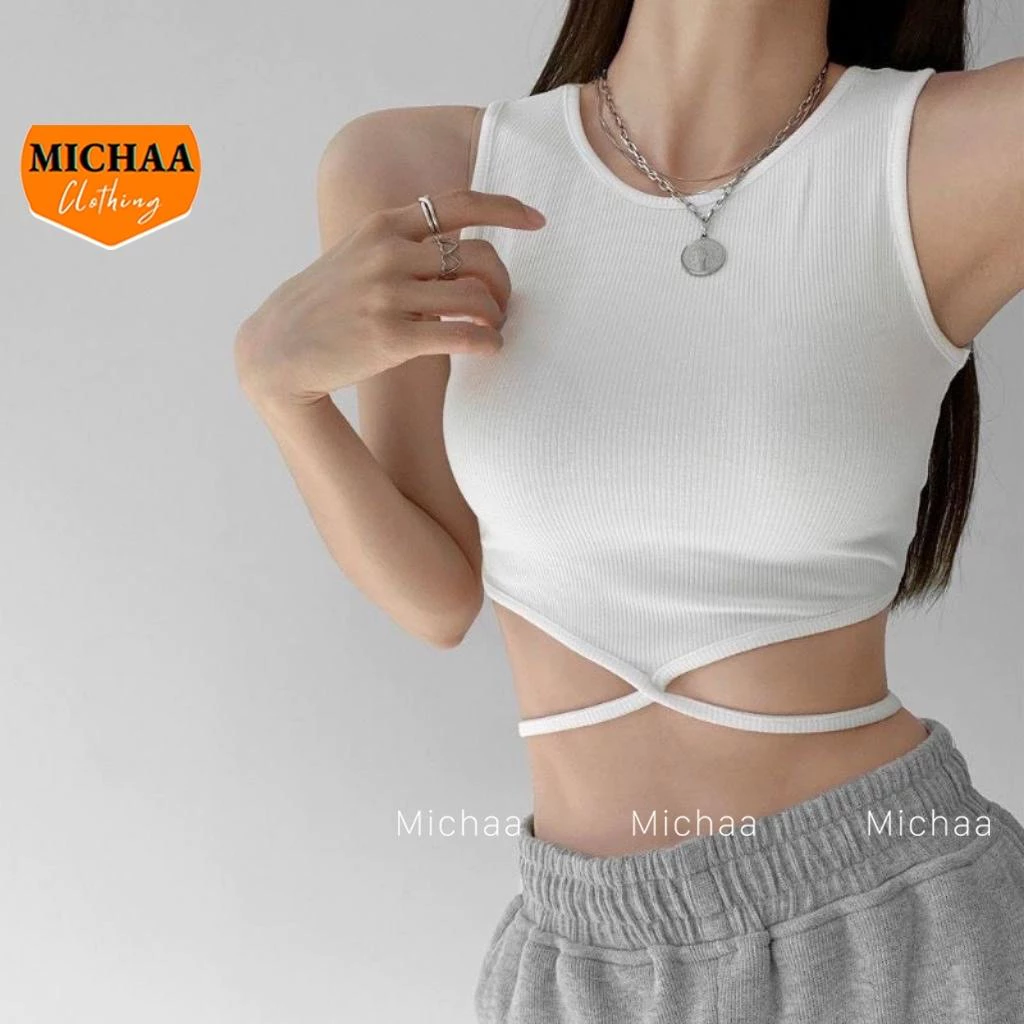 Áo Croptop Ba Lỗ DÂY QUẤN BỤNG Nữ Thun Gân Kiểu Ôm Body Sexy Ulzzang MICHAA CR4