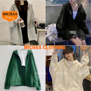 Áo Khoác Hoodie Nỉ TRƠN TAY PHỒNG Dây Kéo Zip Nam Nữ Ulzzang Unisex Form Rộng Đẹp MICHAA AKN01