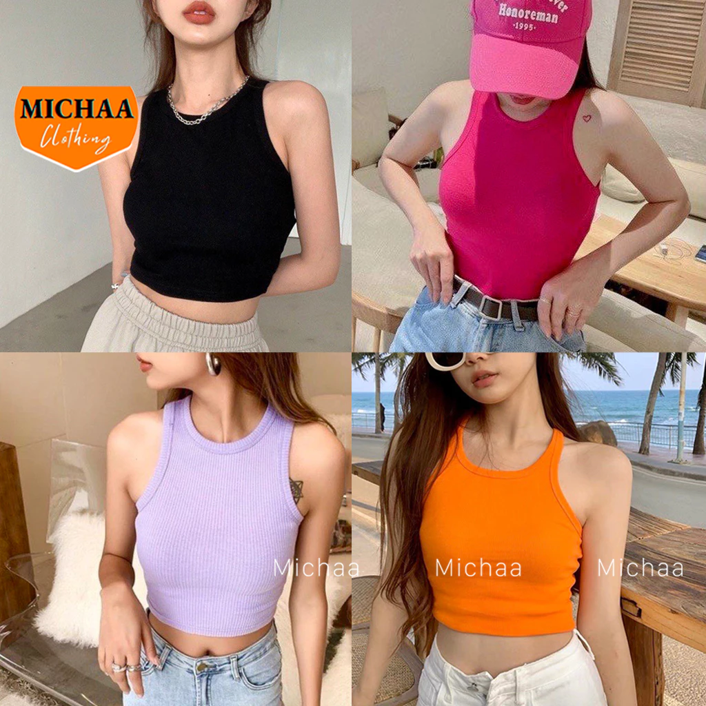 Áo Croptop Ba Lỗ NGƯỢC Nữ Ôm Body Trơn Chất Thun Gân Dày Tốt, Áo thun lỗ nữ Basic Ulzzang MICHAA CR1