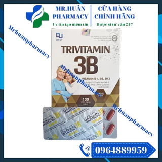 Trivitamin 3B (Hộp 100 viên) - Bổ sung Vitamin B1, B6, B12, hỗ trợ tăng cường sức khoẻ