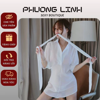 Áo Ngủ Nữ Sexy Phương Linh Sang Chảnh Chất Lụa Thoáng Mát, Đồ Ngủ Gợi Cảm Quyễn Rũ Tặng Chíp