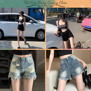 Quần Sooc Bò Nữ Lưng Cao, Quần Short Jean Nữ Rách Cá Tính Hàng Quảng Châu (QB59)