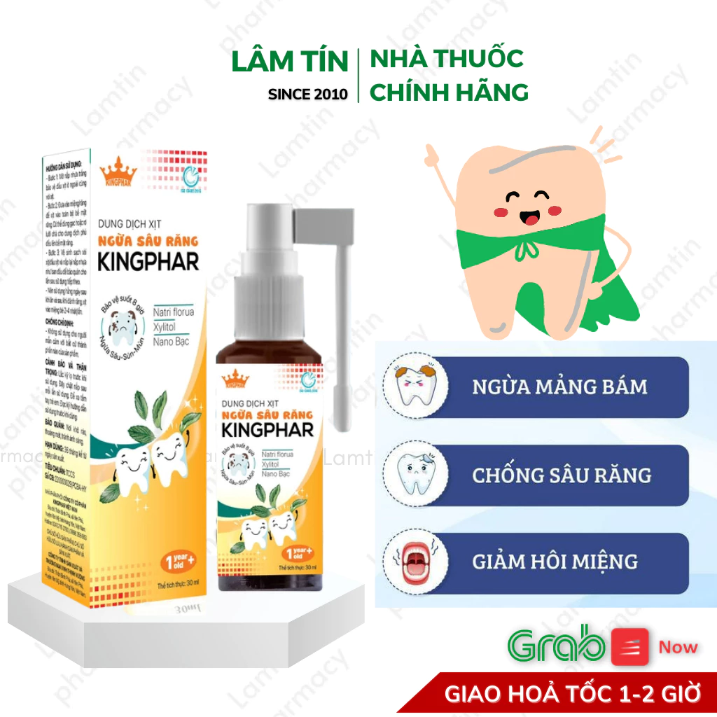 Xịt Chống Sâu Răng KINGPHAR Bảo Vệ Men Răng Cho Bé  Từ 1 Tuổi An Toàn Nuốt Được Hàng Chính Hãng Lọ 30ml