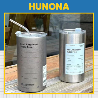 Ly giữ nhiệt iced americano inox 304 cao cấp không gỉ, cốc uống nước giữ nhiệt có ống hút tiện lợi – HUNONA