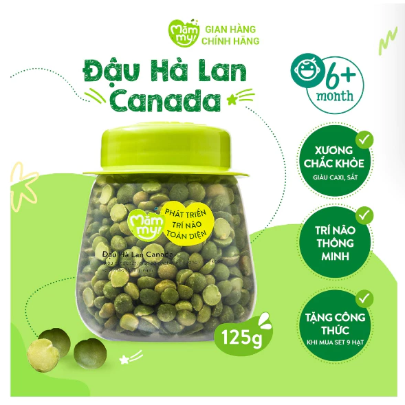 Đậu Hà Lan Hữu Cơ Mămmy Loại 1 - Dẻo sánh mịn cho bé ăn dặm hũ 130g