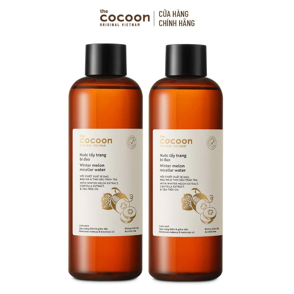 [MUA 2 GIẢM 40%] Combo 2 Bigsize - Nước tẩy trang bí đao Cocoon tẩy sạch makeup & giảm dầu 500ml