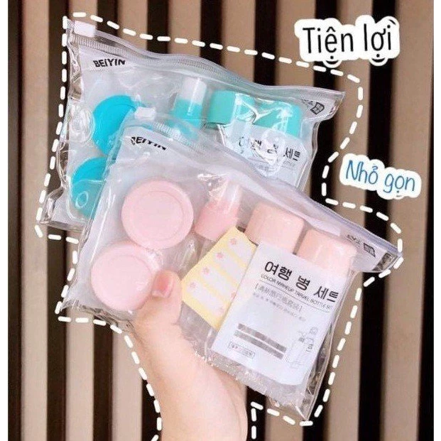 [HCM Giá Rẻ] Bộ Chiết Mỹ Phẩm Mini Hàn Quốc 5 Món Xanh Hồng Ngẫu Nhiên Travel Du Lịch Tiện Dụng