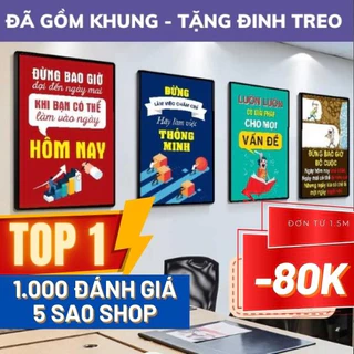 Tranh văn phòng cổ động tranh slogan treo tường khẩu hiệu truyền cảm hứng động lực nhiều mẫu chất liệu canvas có khung