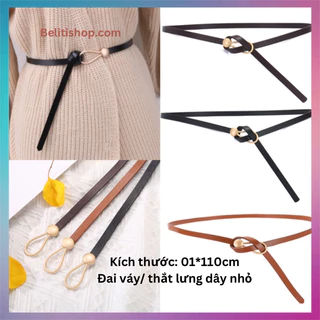 Thắt Lưng Da PU B97 Khóa Kim Loại Tròn Nhỏ Thanh Lịch Thiết Kế Thời Trang Cho Nữ