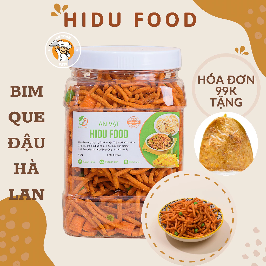 Bim Bim que thái lan cay mix đậu hà lan 500gr HiDu Food