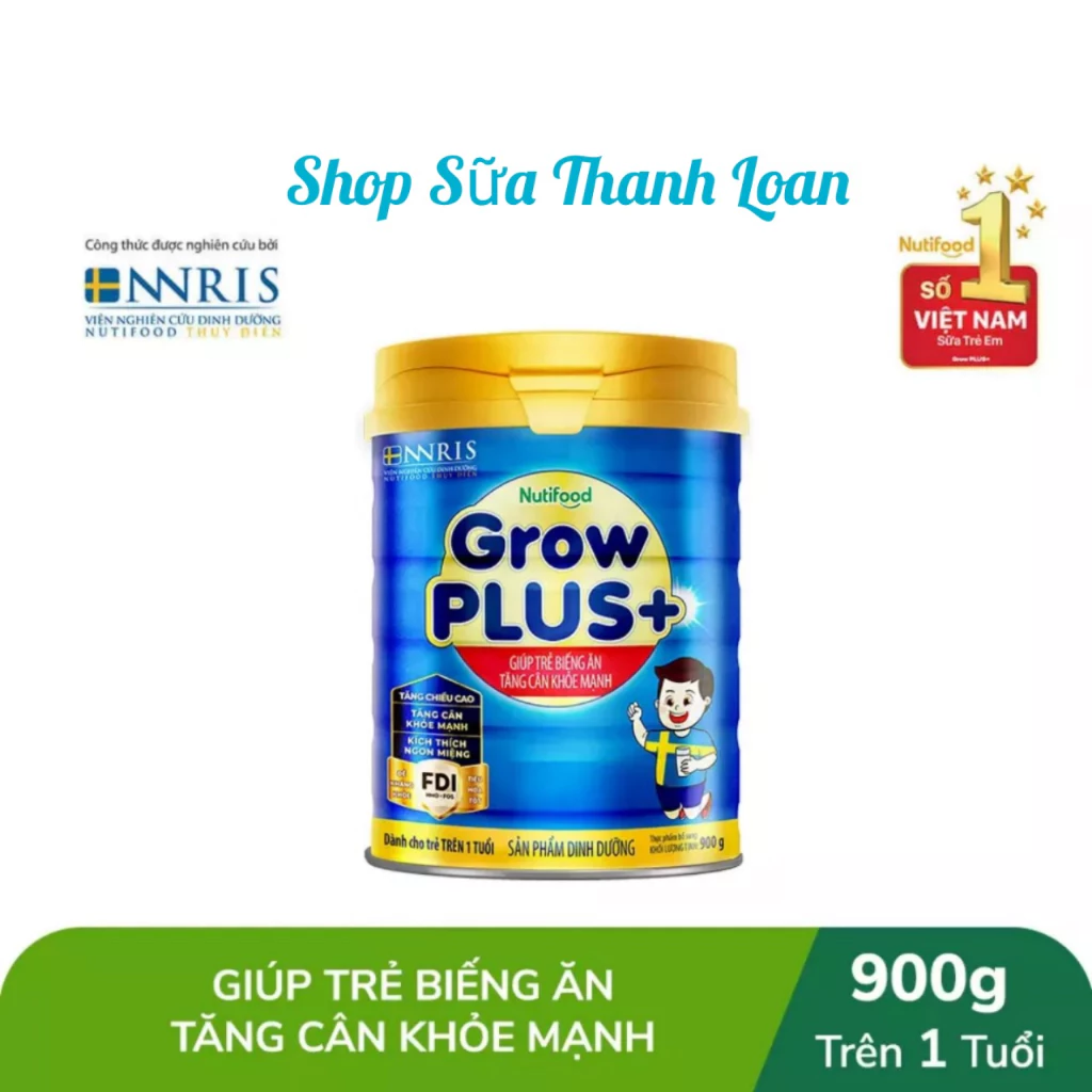 [HSD T2-2026] Sữa Bột NutiFood Grow Plus+ TCKM Xanh - Hộp 900g.