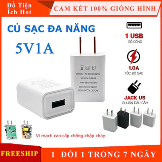 Củ sạc 5V 1A sạc nhanh cho điện thoại, Nguồn cục sạc cho đèn pin siêu sáng, quạt tích điện, đèn live Stream