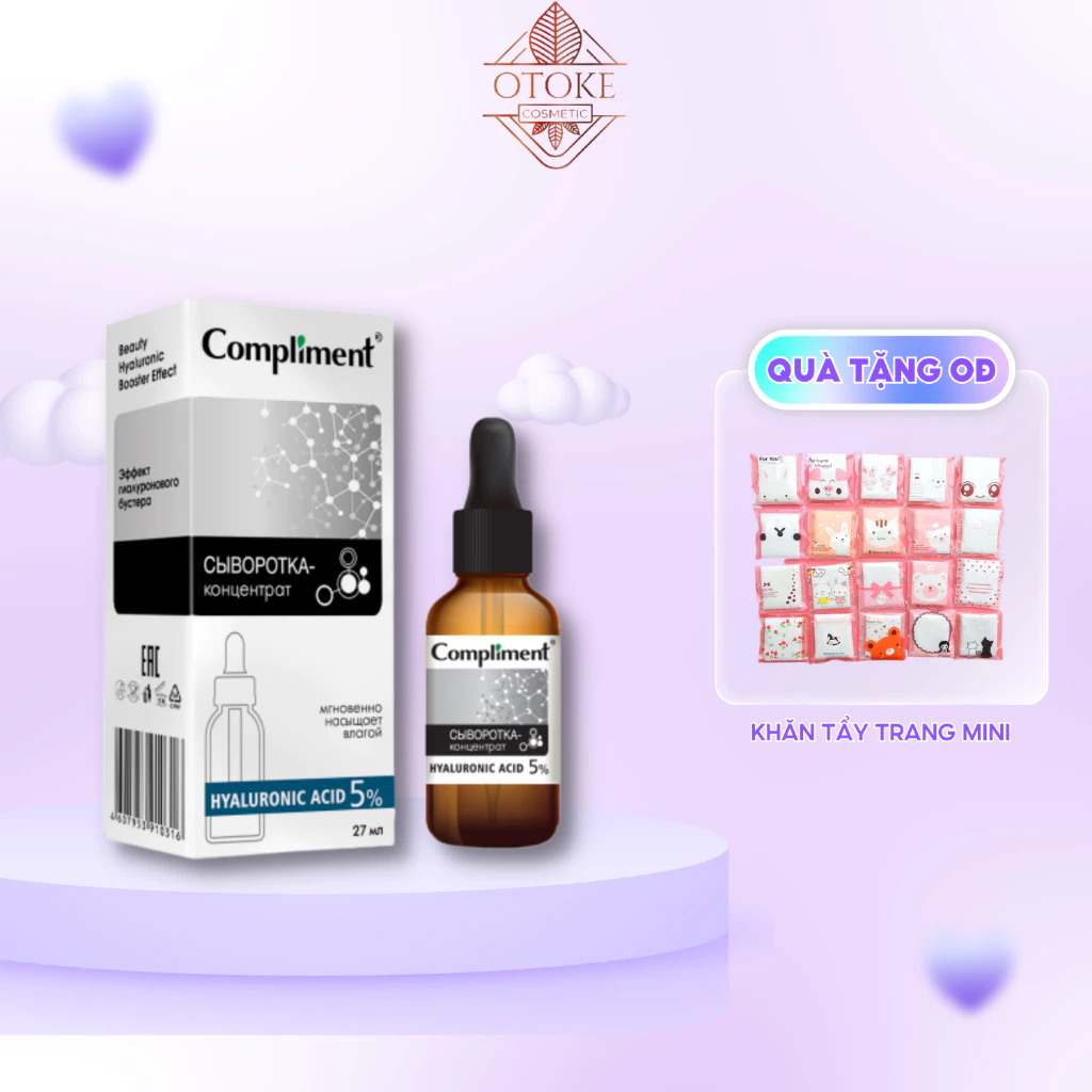 [Chính hãng-Có tem phụ] Serum cấp ẩm Compliment Hyaluronic Acid 5% bổ sung dưỡng ẩm cho da, giúp da tươi khỏe, mịn màng