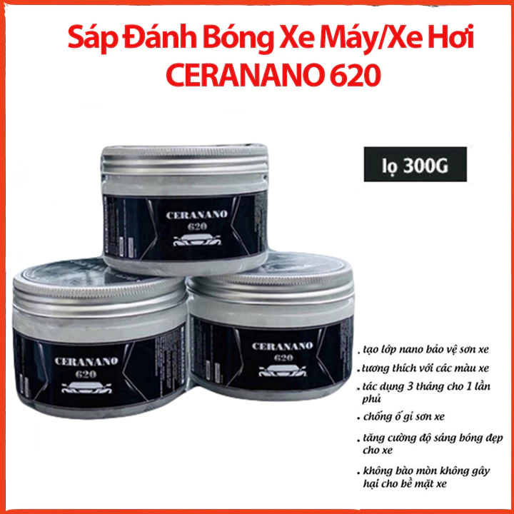 [Tặng Khăn Lau] Sáp Phủ Bóng Sơn Xe Ô tô Ceranano 620 300g - Phủ Ceramic Làm Đẹp Xe -  Đánh Bóng Sơn Xe Chống Nước Bẩn