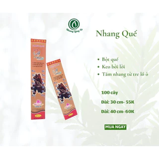 Nhang Quế Làng Ta 100 nén dài 30cm, nhang sạch, thảo mộc, ít khói, không cuốn tàn, thơm dịu nhẹ tự nhiên, an toàn