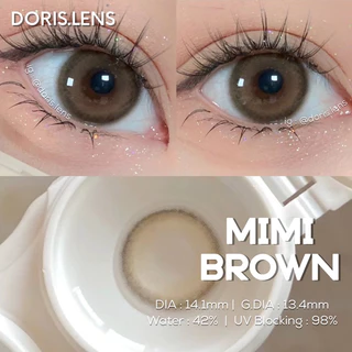 Kính Áp Tròng DORIS.LENS - MIMI BROWN Giãn Nhẹ 14.1mm Lens Mắt Nâu Tự Nhiên 0 Đến 10 Độ Lệch Độ