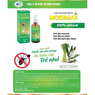 Xịt Chống Muỗi Đốt Mosimax 50ml Giúp Làm Thơm Da Dưỡng Ẩm Da Dịu Mát Da